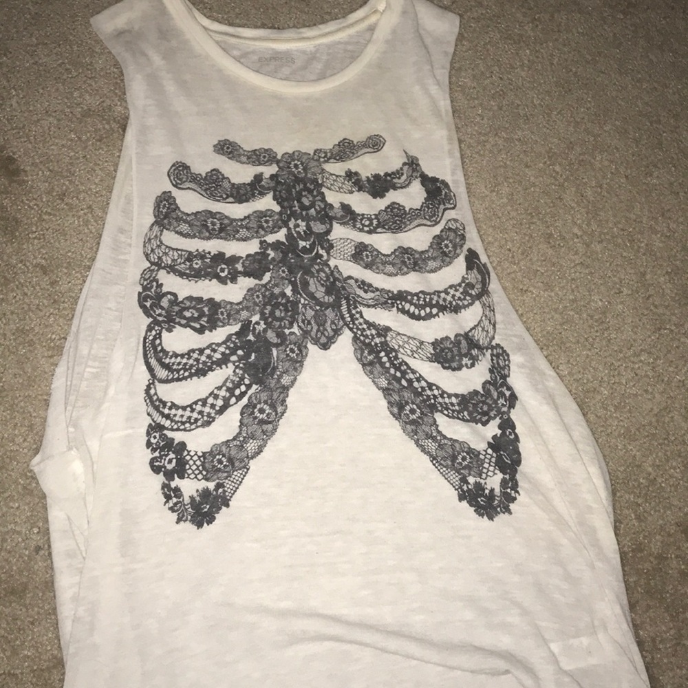 Flowered ribcage tank top